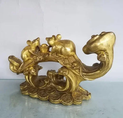 China brass seiko recruit wealth ruyi rat crafts statue
