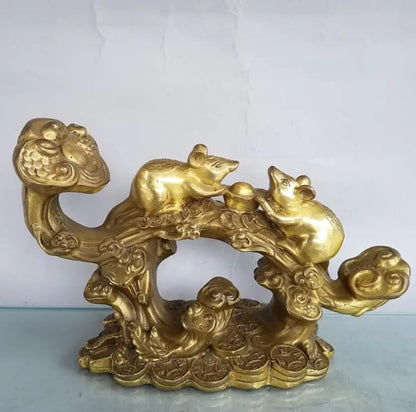 China brass seiko recruit wealth ruyi rat crafts statue