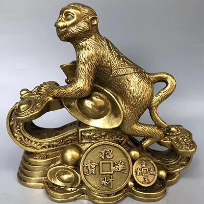 China brass seiko ruyi monkey wealth crafts statue