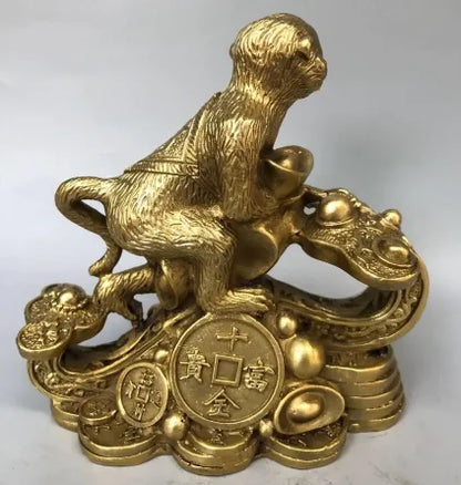 China brass seiko ruyi monkey wealth crafts statue