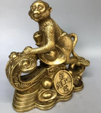 China brass seiko ruyi monkey wealth crafts statue