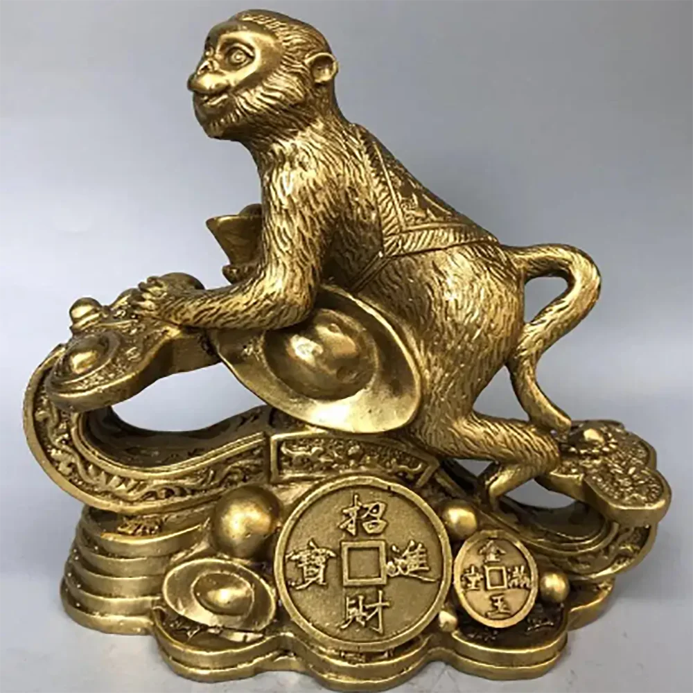 China brass seiko ruyi monkey wealth crafts statue
