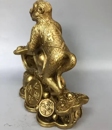 China brass seiko ruyi monkey wealth crafts statue