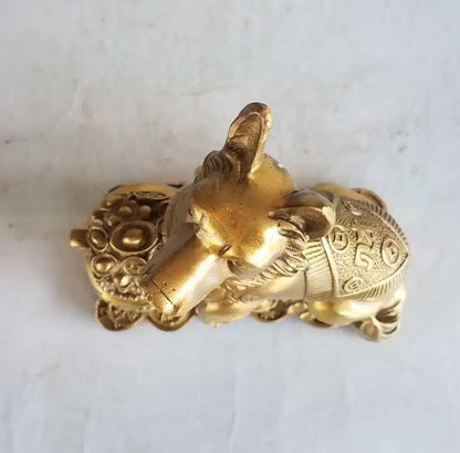 China brass seiko treasure bowl dog wealth crafts statue