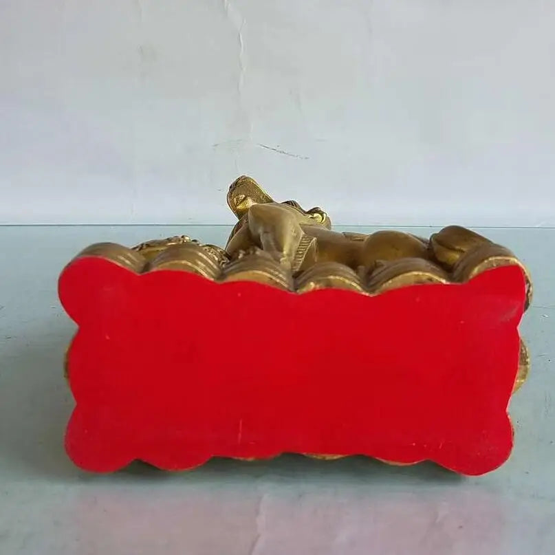 China brass seiko treasure bowl dog wealth crafts statue