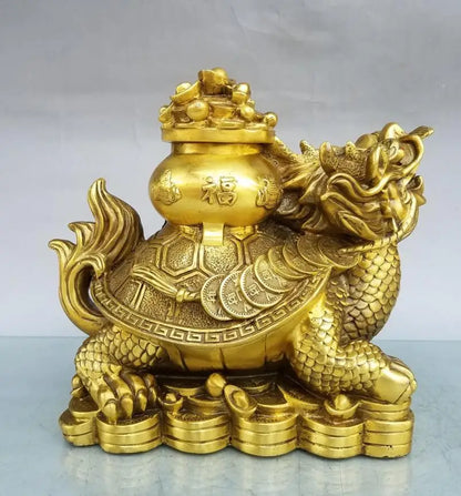 China brass seiko treasure bowl dragon turtle crafts statue