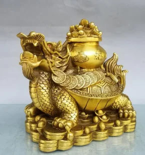 China brass seiko treasure bowl dragon turtle crafts statue