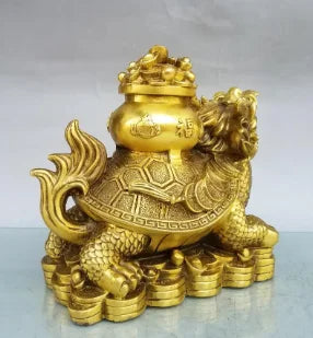 China brass seiko treasure bowl dragon turtle crafts statue