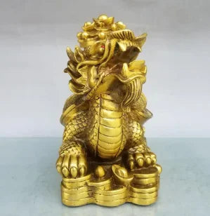 China brass seiko treasure bowl dragon turtle crafts statue