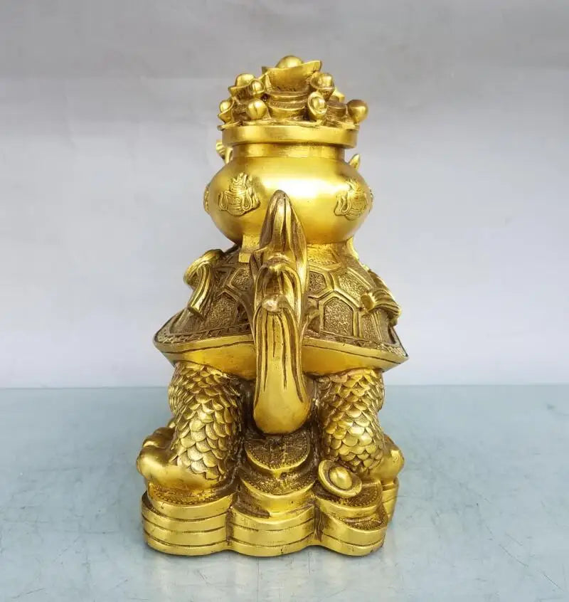 China brass seiko treasure bowl dragon turtle crafts statue
