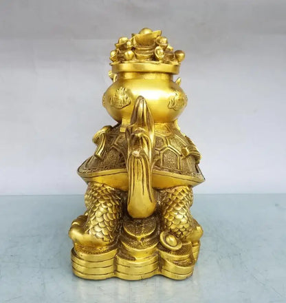 China brass seiko treasure bowl dragon turtle crafts statue