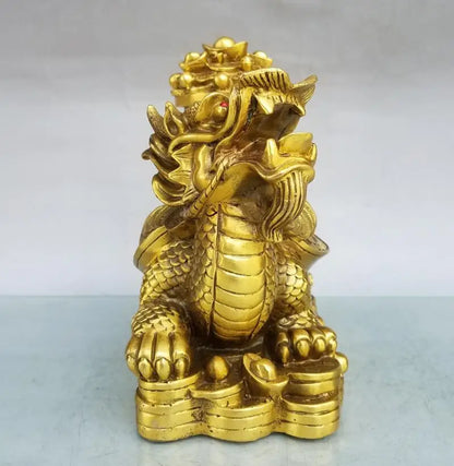 China brass seiko treasure bowl dragon turtle crafts statue