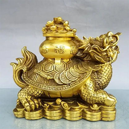 China brass seiko treasure bowl dragon turtle crafts statue