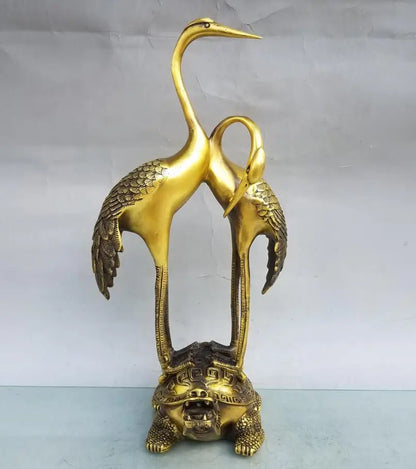 China brass seiko turtle crane crafts statue