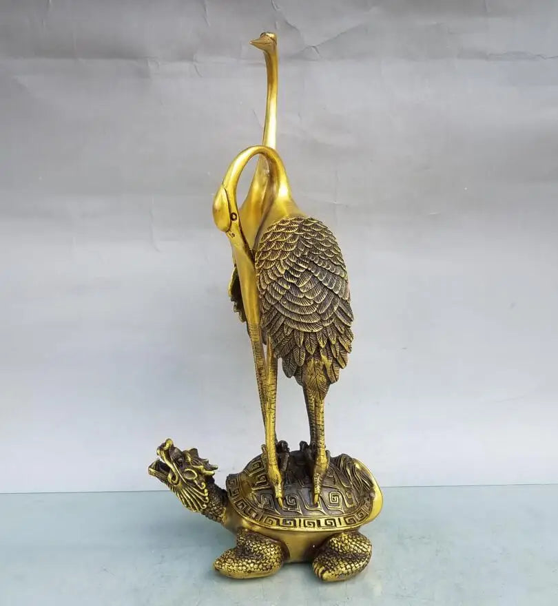 China brass seiko turtle crane crafts statue