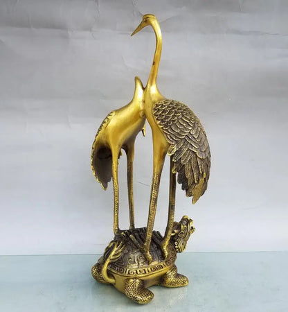 China brass seiko turtle crane crafts statue
