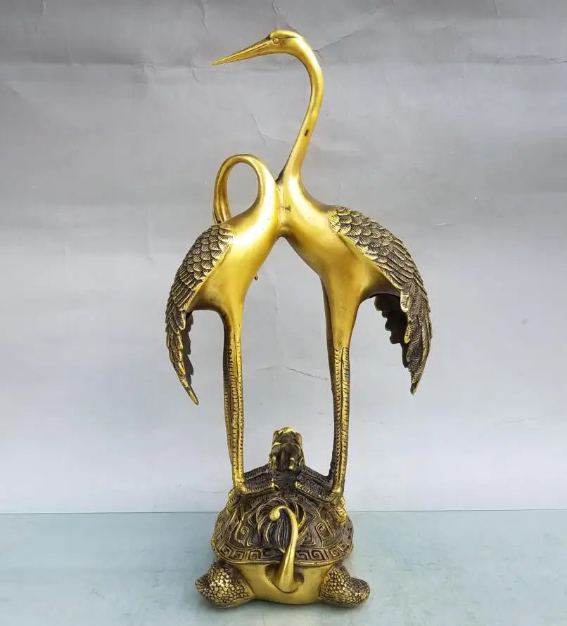China brass seiko turtle crane crafts statue