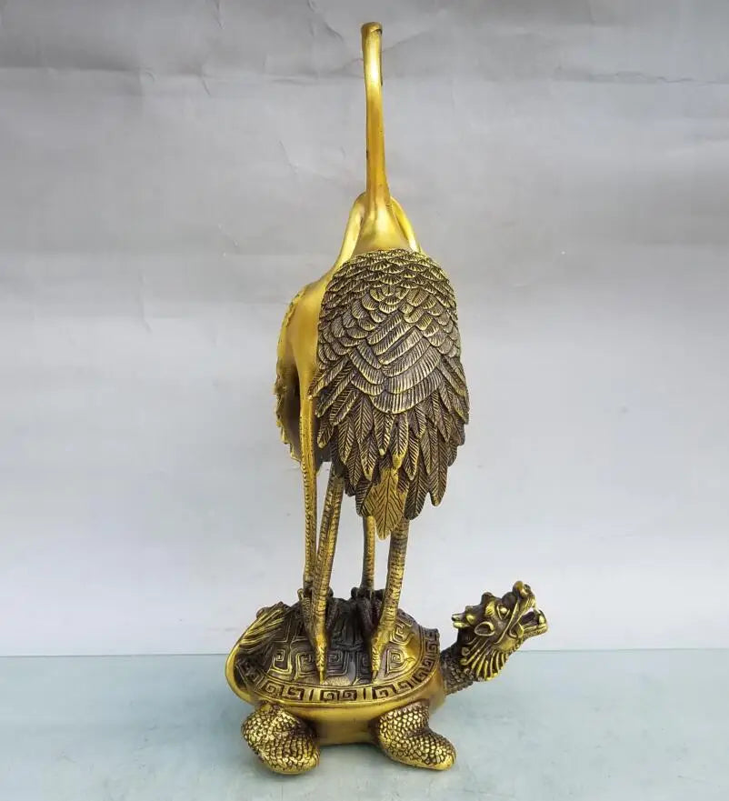 China brass seiko turtle crane crafts statue