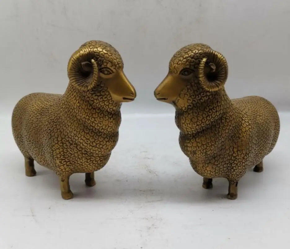 China brass sheep crafts statue A pair