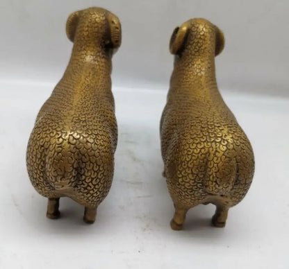 China brass sheep crafts statue A pair