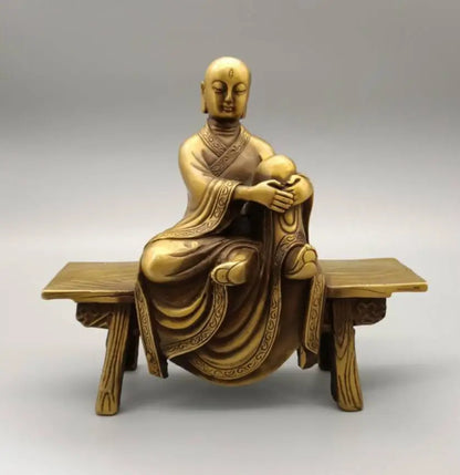 China brass sit Bench Buddha crafts statue
