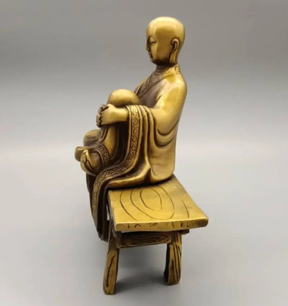 China brass sit Bench Buddha crafts statue