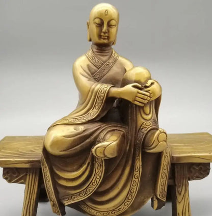 China brass sit Bench Buddha crafts statue