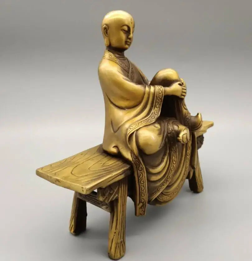 China brass sit Bench Buddha crafts statue
