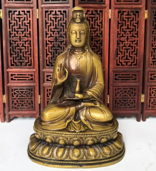 China brass sit Guanyin Buddha crafts statue
