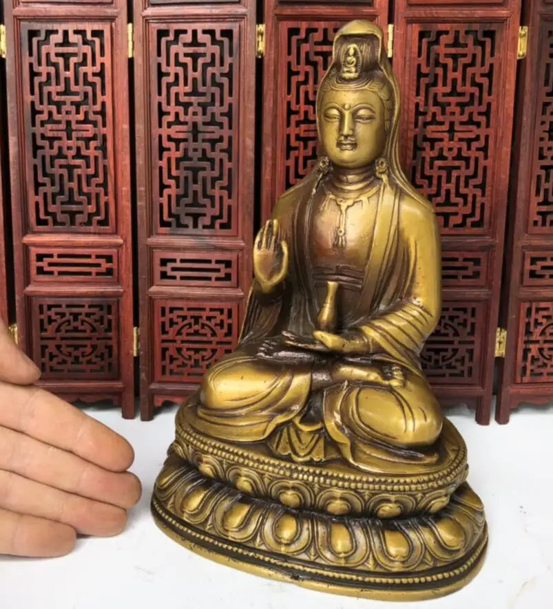 China brass sit Guanyin Buddha crafts statue
