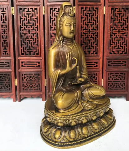 China brass sit Guanyin Buddha crafts statue