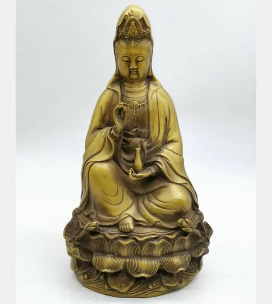 China brass sit lotus Goddess of mercy Buddha crafts statue