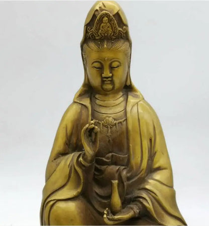 China brass sit lotus Goddess of mercy Buddha crafts statue