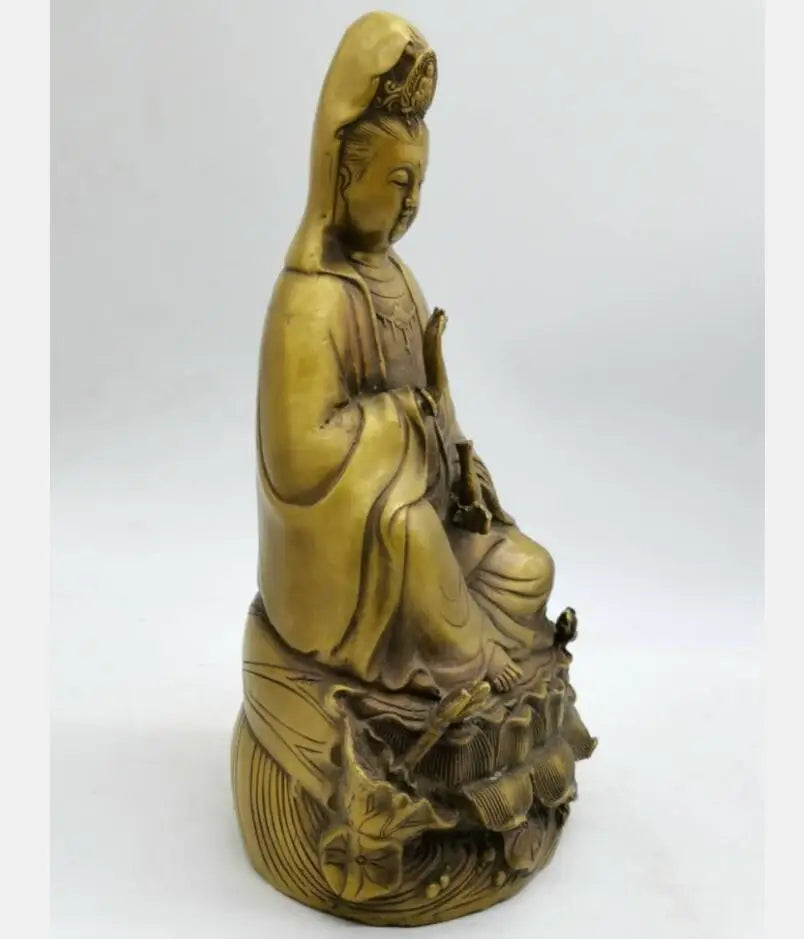 China brass sit lotus Goddess of mercy Buddha crafts statue