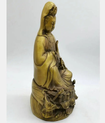 China brass sit lotus Goddess of mercy Buddha crafts statue
