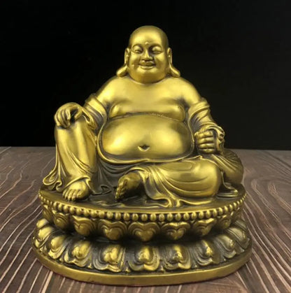 China brass sit lotus maitreya Buddha crafts statue