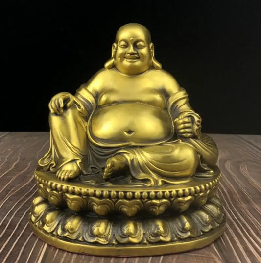 China brass sit lotus maitreya Buddha crafts statue