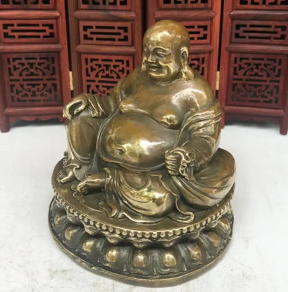 China brass sit lotus maitreya Buddha crafts statue
