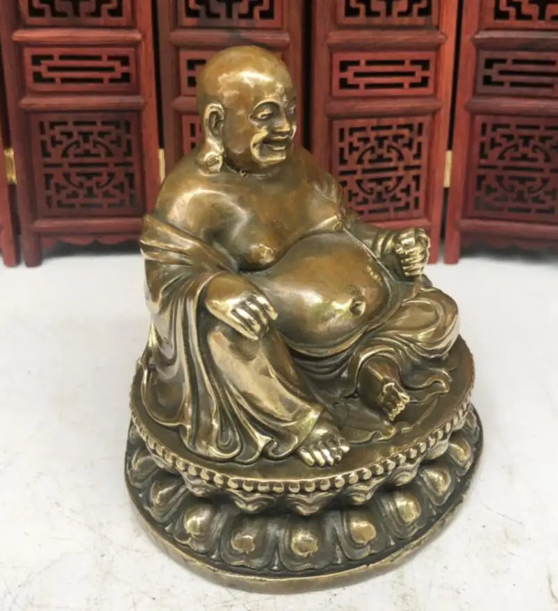 China brass sit lotus maitreya Buddha crafts statue