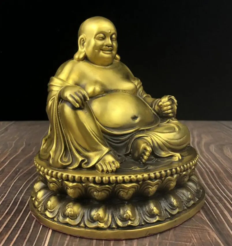 China brass sit lotus maitreya Buddha crafts statue