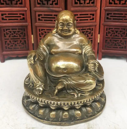 China brass sit lotus maitreya Buddha crafts statue