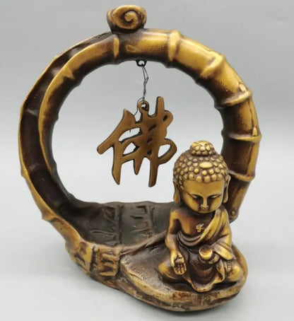China brass small monk Backflow incense crafts statue