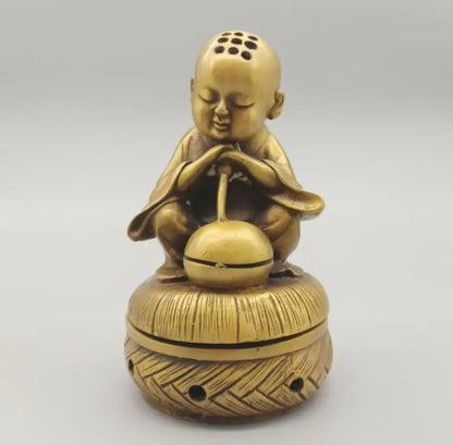 China brass small monk Incense burner crafts statue
