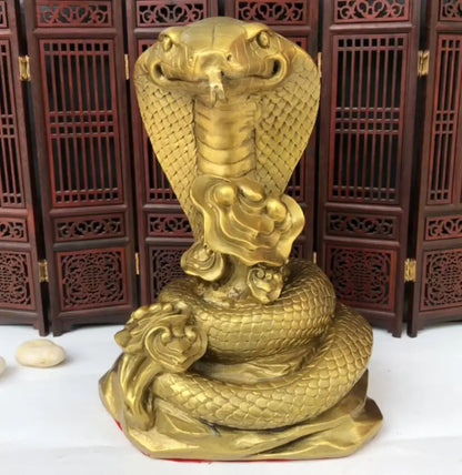 China brass spectacles snake crafts statue