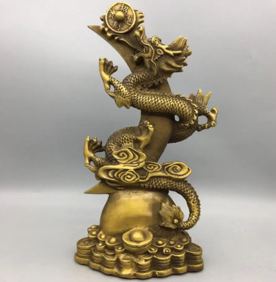 China brass sun moon dragon crafts statue