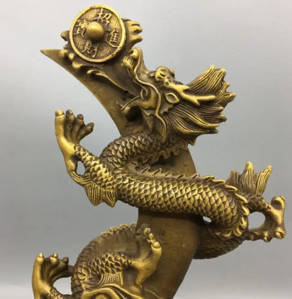 China brass sun moon dragon crafts statue