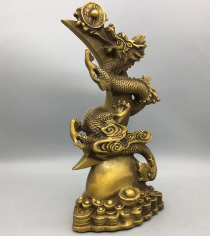 China brass sun moon dragon crafts statue