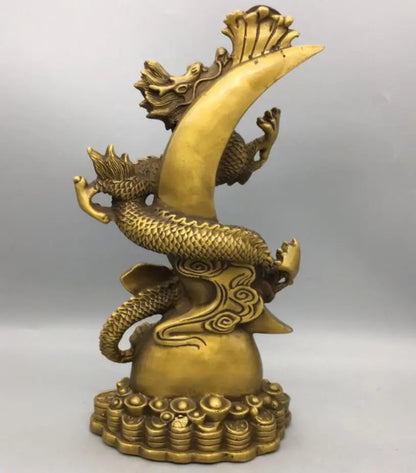 China brass sun moon dragon crafts statue