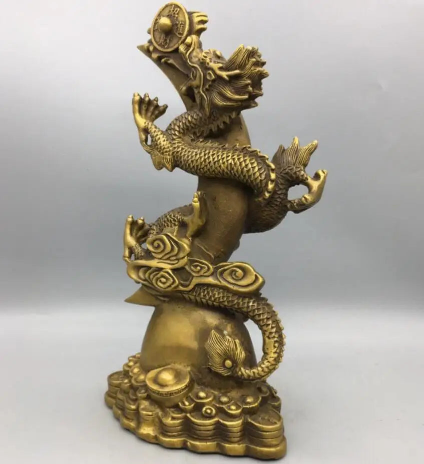 China brass sun moon dragon crafts statue