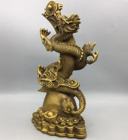 China brass sun moon dragon crafts statue